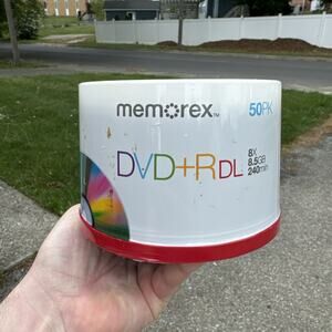 Memorex 8.5 GB 8 X Double Layer DVD+R - 50 Pack Spindle 50 Discs 240 Min